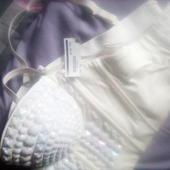 NWT Women's Sexy Corset White Multi Color Beads Made By Lydia - Picture 5 of 6